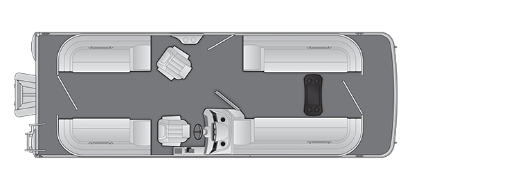 Overhead view of the layout on a Bennington 25 S Stern Radius - Quad Bench (25 SSR).