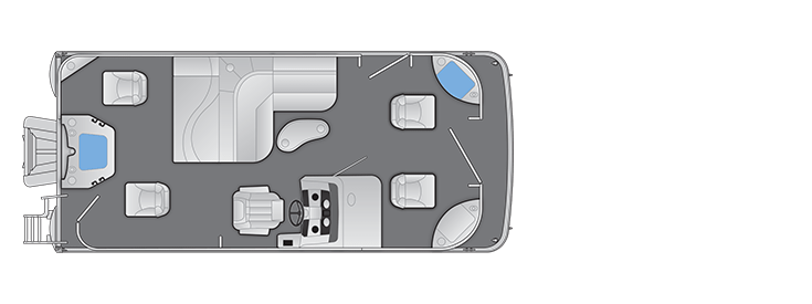 Overhead view of the layout on a Bennington 20 SX Fish (20 SXFW).