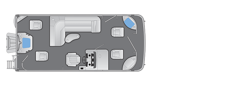 Overhead view of the layout on a Bennington 20 SX Fish (20 SXFNP).
