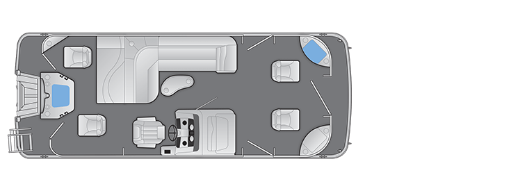 Overhead view of the layout on a Bennington 22 SX Fish (22 SXFAPG).