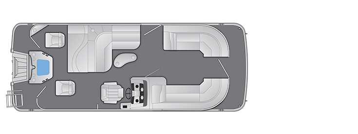 Overhead view of the layout on a Bennington 22 SX Fish & Cruise (22 SXSAPG).