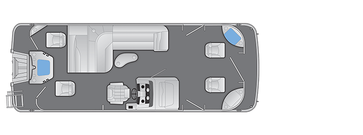 Overhead view of the layout on a Bennington 23 SX Fish (23 SXFAPG).