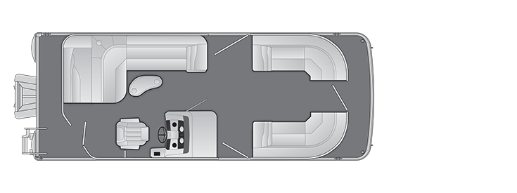 Overhead view of the layout on a Bennington 23 SX L-Bench (23 SXL).