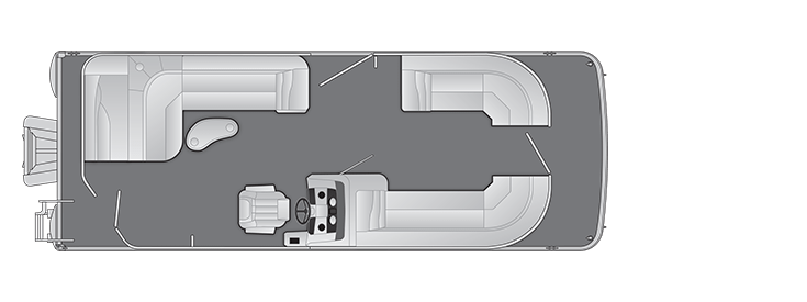 Overhead view of the layout on a Bennington 24 SX L-Bench (24 SXL).