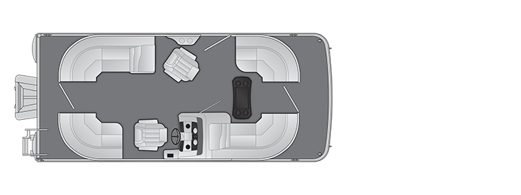 Overhead view of the layout on a Bennington 20 SX Stern Radius - Quad Bench (20 SXSR).