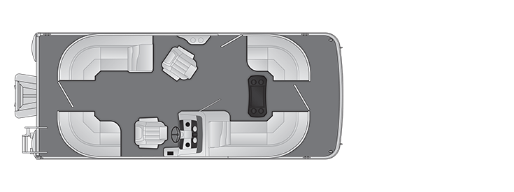 Overhead view of the layout on a Bennington 21 SX Stern Radius - Quad Bench (21 SXSR).