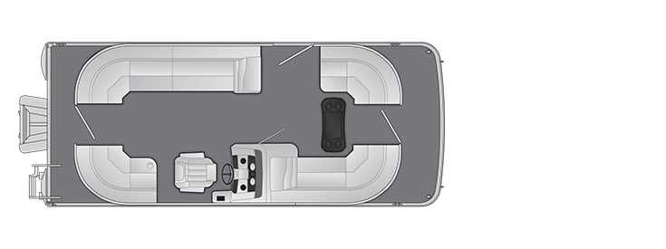 Overhead view of the layout on a Bennington 21 SX Stern Radius - Quad Bench (21 SXSRC).