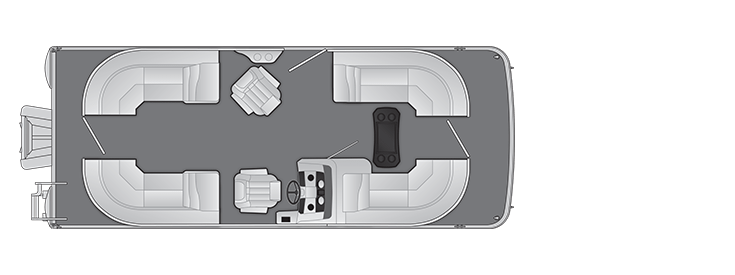 Overhead view of the layout on a Bennington 22 SX Stern Radius - Quad Bench (22 SXSR).