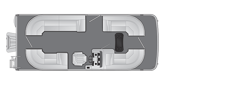 Overhead view of the layout on a Bennington 22 SX Stern Radius - Quad Bench (22 SXSRC).