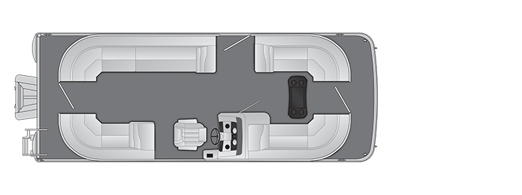 Overhead view of the layout on a Bennington 23 SX Stern Radius - Quad Bench (23 SXSRC).