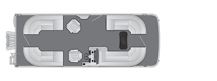 Overhead view of the layout on a Bennington 24 SX Stern Radius - Quad Bench (24 SXSR).