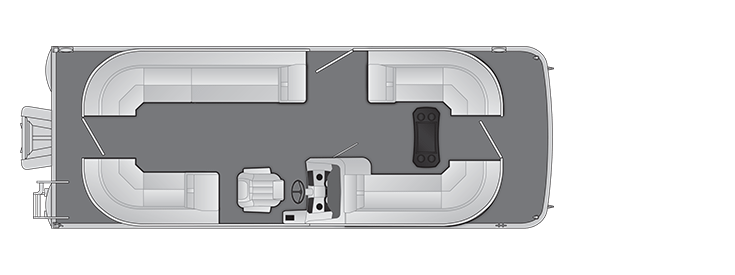 Overhead view of the layout on a Bennington 24 SX Stern Radius - Quad Bench (24 SXSRC).
