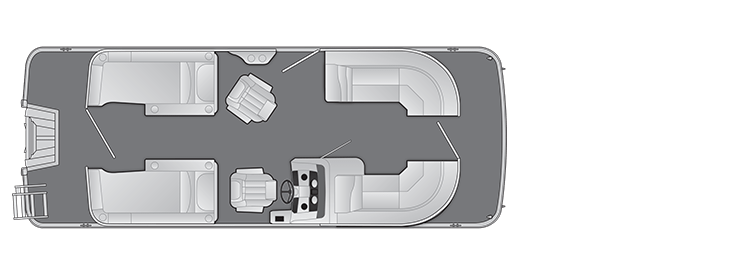 Overhead view of the layout on a Bennington 22 SX Stern Lounge (22 SXCW).