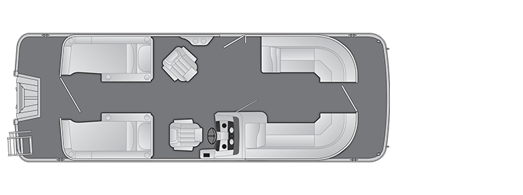 Overhead view of the layout on a Bennington 24 SX Stern Lounge (24 SXCW).