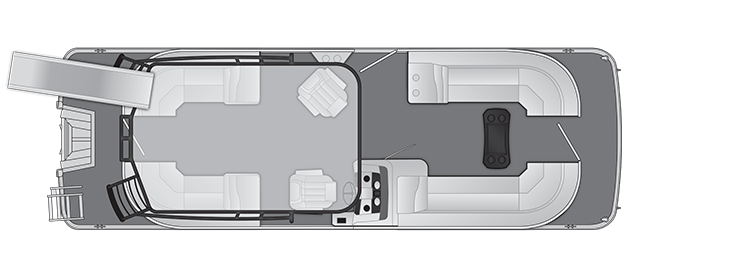Overhead view of the layout on a Bennington 26 SX Stern Radius - Top Deck (26 SXSRTD).