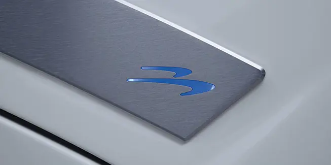 Premium badging on a Bennington LX Sport pontoon boat.