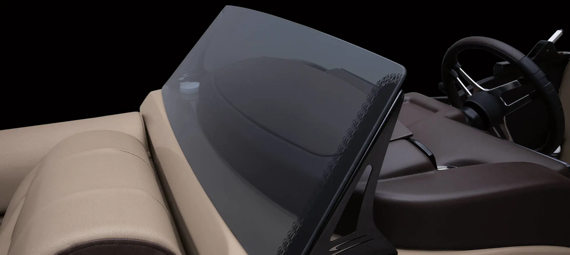 Stern ladder and engine on a Bennington LX Sport pontoon boat.