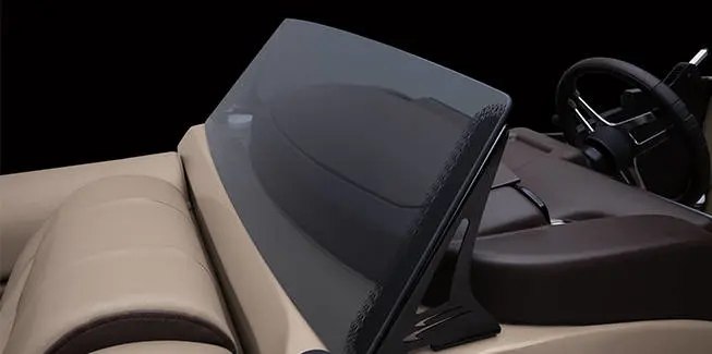 Stern ladder and engine on a Bennington LX Sport pontoon boat.