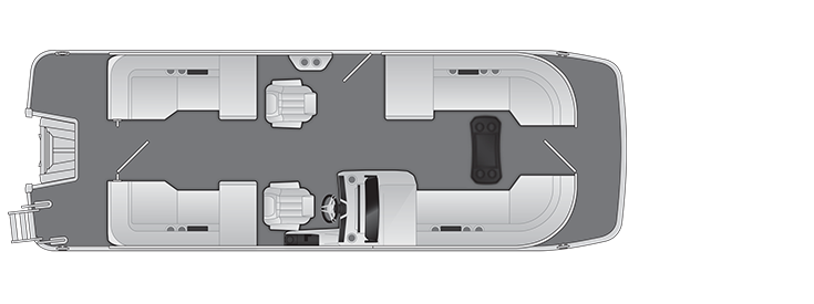 Overhead view of the layout on a Bennington 21 M Fastback - Quad Bench (21 MFB).