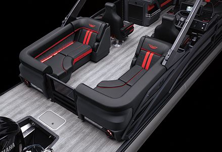 Bennington M Line pontoon boat with Fastback layout.