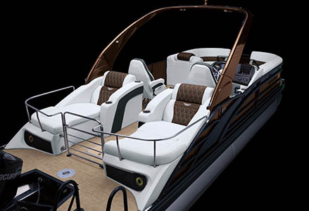Bennington Q Line pontoon boat with the Stern Lounge layout.