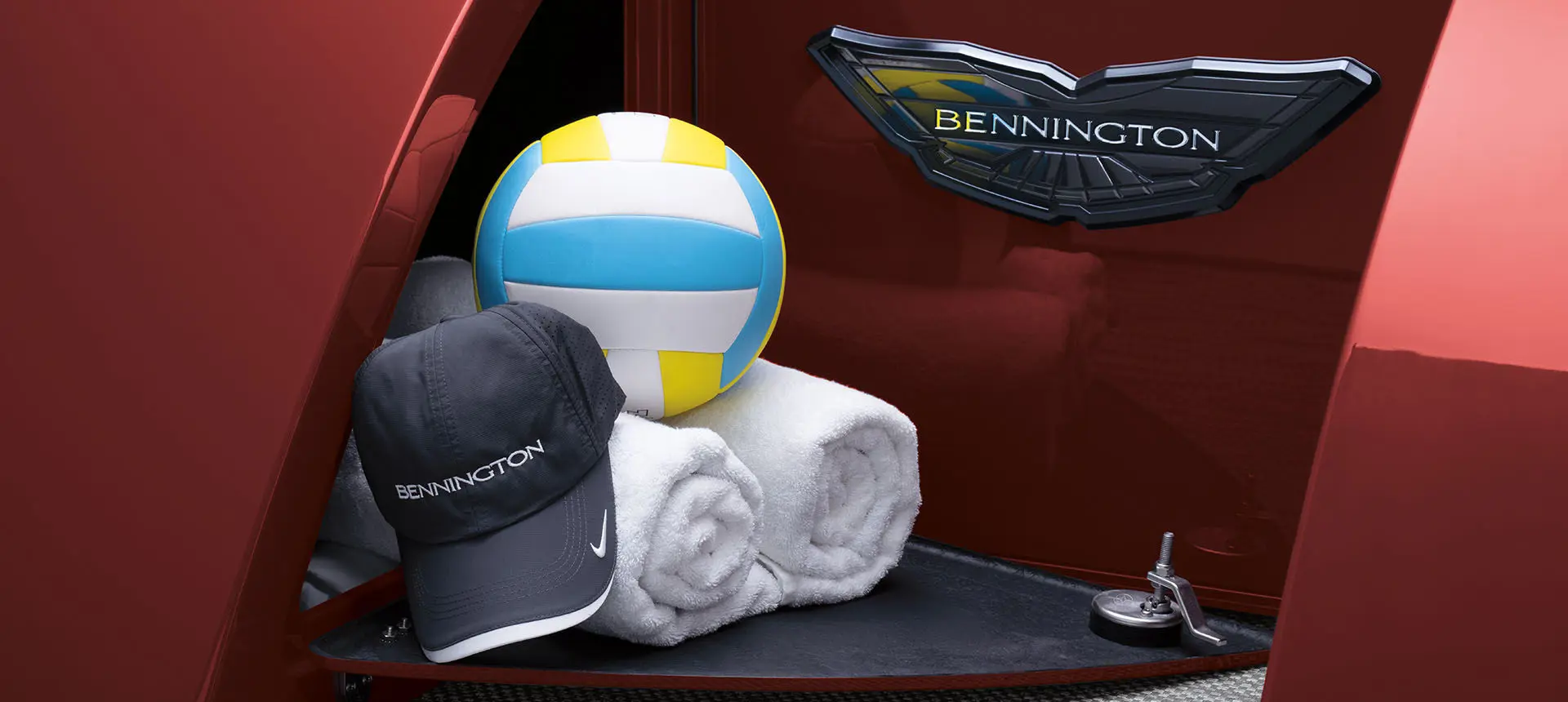Integrated storage on a Bennington QX Line pontoon boat.