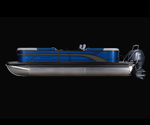Side profile of a Bennington S Line pontoon boat showcasing its layout.