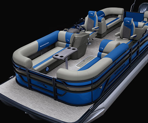 Overhead view of the layout on a Bennington S Line pontoon boat.