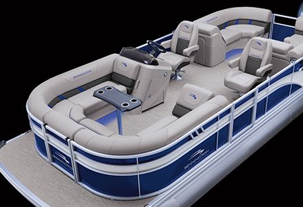 Bennington SX Line pontoon boat with Quad Bench layout.