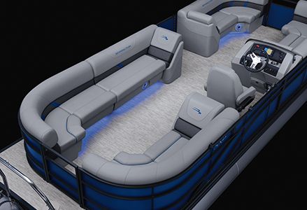 Bennington SX Line pontoon boat with Stern Lounge layout.