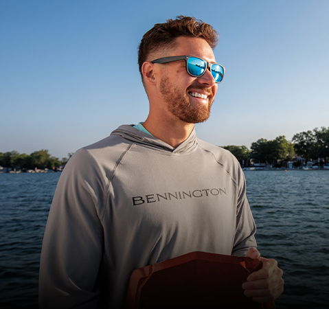 Man wearing Bennington hoodie.