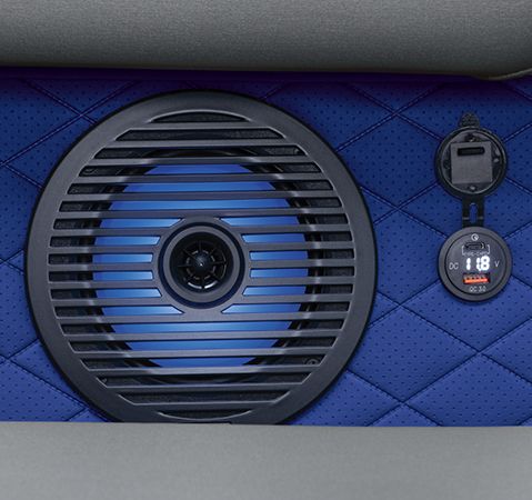 Rockford Fosgate audio systems integrated into a Bennington Double Decker pontoon boat.