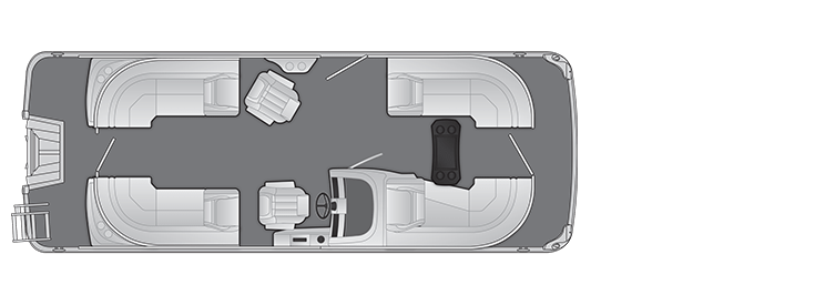 Overhead view of the layout on a Bennington 23 LXS Fastback (23 LXSFB).
