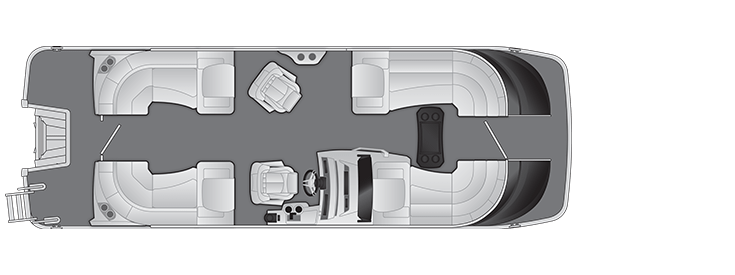 Overhead view of the layout on a Bennington 23 QX Fastback - Quad Bench (23 QXFB).