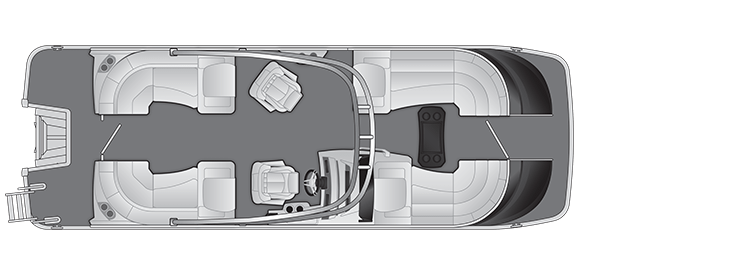 Overhead view of the layout on a Bennington 23 QX Fastback - Quad Bench with Arch (23 QXFBA).