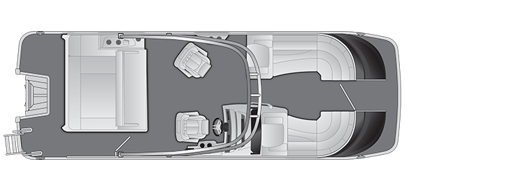 Overhead view of the layout on a Bennington 23 QX Swingback with Arch (23 QXSBA).