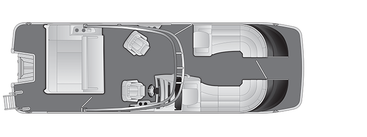 Overhead view of the layout on a Bennington 25 QX Swingback with Arch (25 QXSBA).
