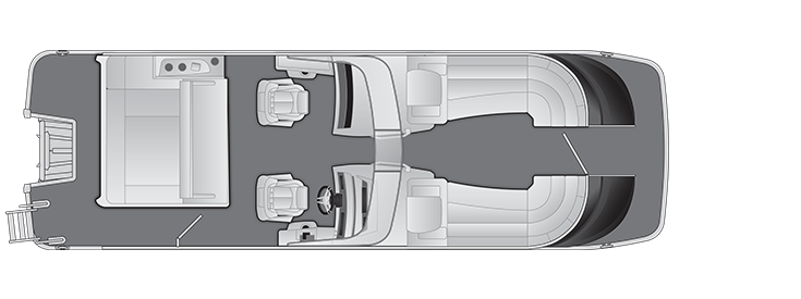 Overhead view of the layout on a Bennington 25 QX Swingback with Windshield (25 QXSBW).
