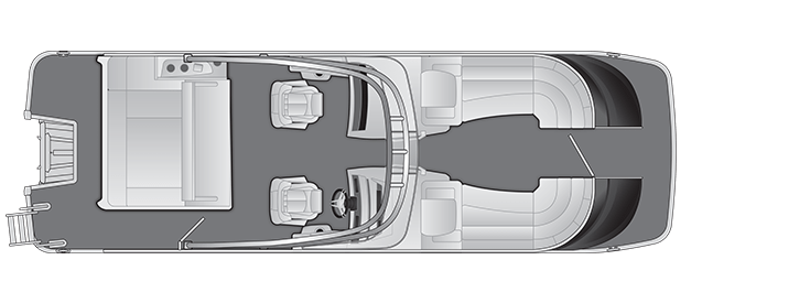 Overhead view of the layout on a Bennington 25 QX Swingback with Windshield & Arch (25 QXSBWA).
