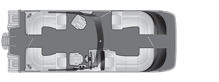 Overhead view of the layout on a Bennington 27 QX Fastback - Quad Bench with Arch (27 QXFBAX2).