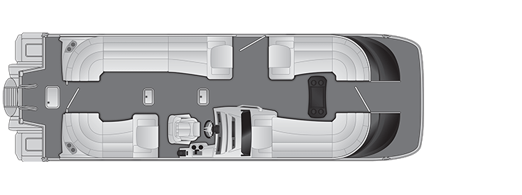 Overhead view of the layout on a Bennington 27 QX Fastback - Quad Bench (27 QXFBCT2).