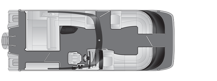 Overhead view of the layout on a Bennington 27 QX Swingback with Arch (27 QXSBAX2).
