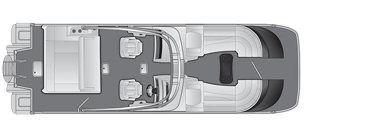 Overhead view of the layout on a Bennington 27 QX Swingback with Windshield & Arch (27 QXSBWAT2).