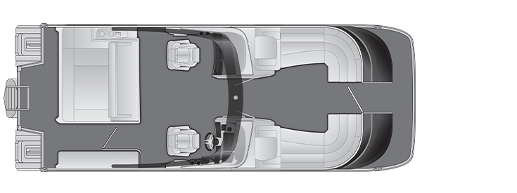 Overhead view of the layout on a Bennington 27 QX Swingback with Windshield & Arch (27 QXSBWAX2).