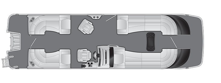 Overhead view of the layout on a Bennington 28 QX Fastback - Quad Bench (28 QXFB).