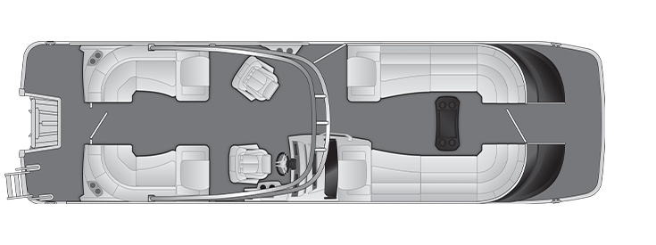 Overhead view of the layout on a Bennington 28 QX Fastback - Quad Bench with Arch (28 QXFBA).
