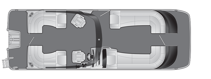 Overhead view of the layout on a Bennington 28 QX Fastback - Quad Bench with Arch (28 QXFBAX1).