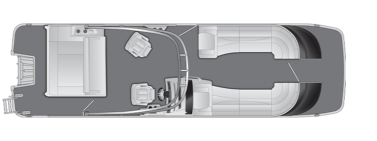 Overhead view of the layout on a Bennington 28 QX Swingback with Arch (28 QXSBA).
