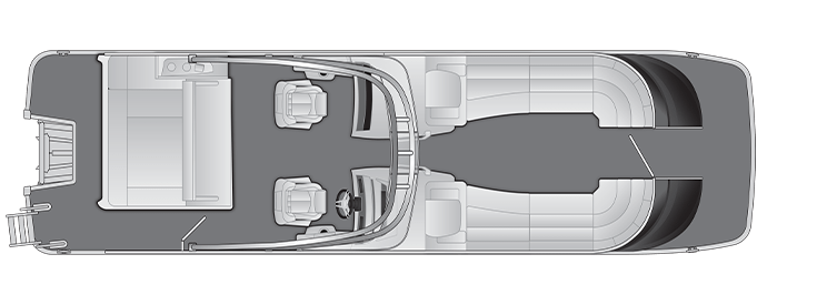 Overhead view of the layout on a Bennington 28 QX Swingback with Windshield & Arch (28 QXSBWA).