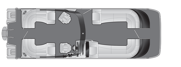 Overhead view of the layout on a Bennington 30 QX Fastback - Quad Bench with Arch (30 QXFBAX2).